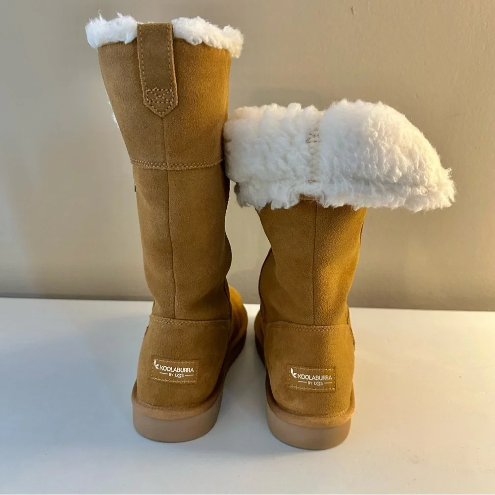 Koolaburra by Ugg Tan Suede Fold Over Zipper Boots